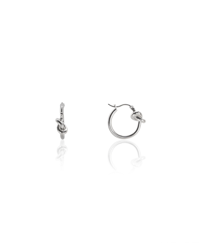Oma The Label Knot Small Hoop Earrings In Silver Tone