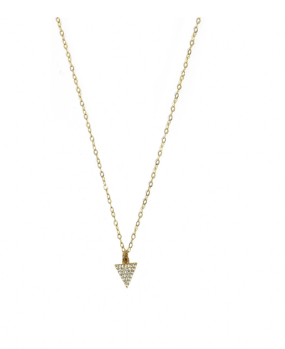 Roberta Sher Designs 14k Gold Filled Pave Triangle Charm On Chain In Clear Quartz