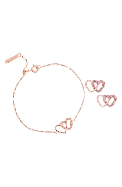 Olivia Burton Women's Heart Classics Rose Gold-tone Bracelet And Earrings Gift Set, 2 Piece