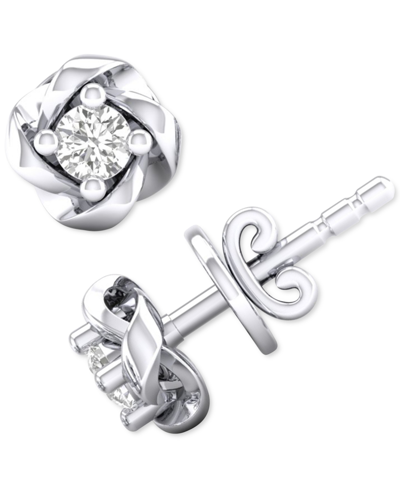 Macy's Diamond Swirl Stud Earrings (1/10 Ct. T.w.) In 10k White Gold Or 10k Yellow Gold