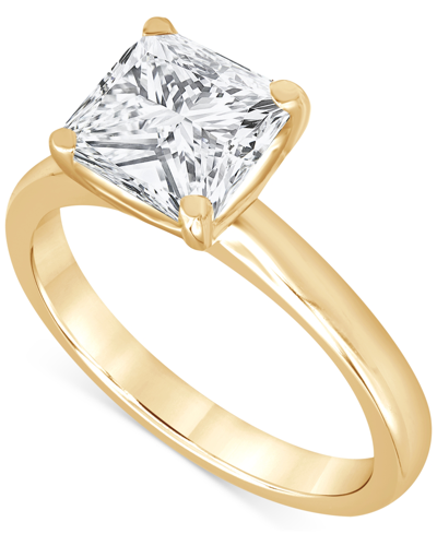 Badgley Mischka Certified Lab Grown Diamond Princess-cut Solitaire Engagement Ring (4 Ct. T.w.) In 14k Gold In Yellow Gold