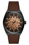 Fossil Men's Everett Brown Leather Strap Watch 42mm