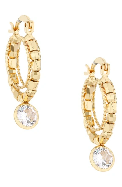Ettika Beaded Crystal Hoop Earrings In Gold