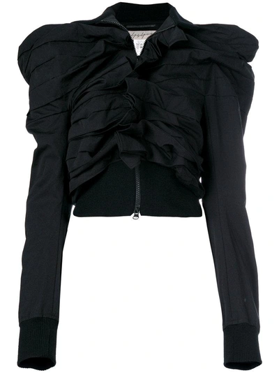 Yohji Yamamoto Ruched Structured Shoulder Jacket