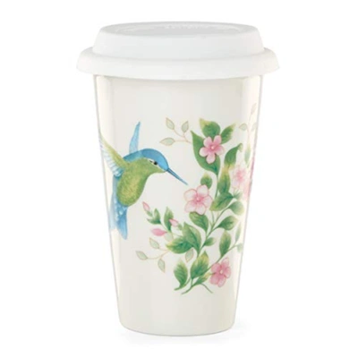 Lenox Butterfly Meadow Flutter Thermal Travel Mug In White Porcelain Body With Multi Color De