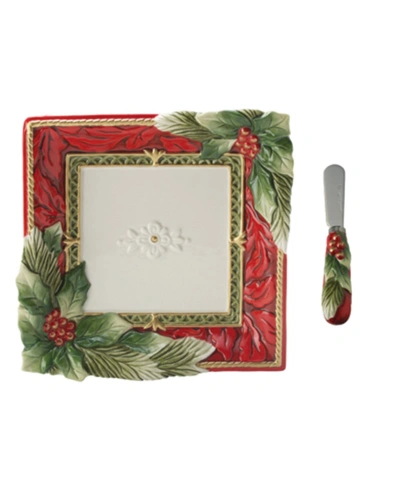 Fitz And Floyd Holiday Home Snack Plate With Spreader Set, 2 Pieces In Assorted