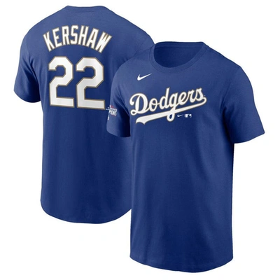 Nike Men's Clayton Kershaw Royal Los Angeles Dodgers 2021 Gold Program Name Number T-shirt In Royal Blue