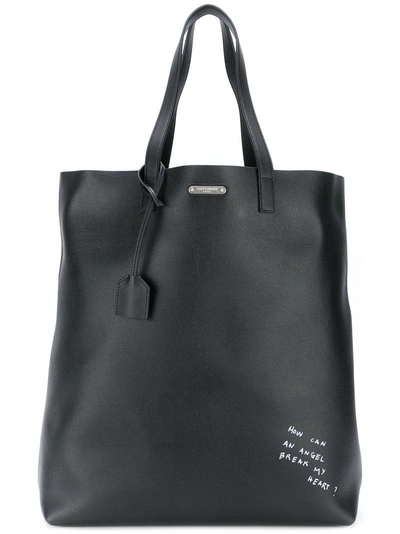 Saint Laurent Large Printed Tote Bag In Black