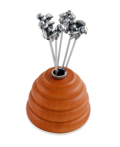 Vagabond House Hive Of Bees Cheese Pick - Set Of 6 In Pewter