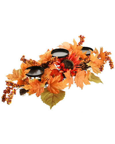 National Tree Company 24" Harvest Maple Leaf Candleholder In Multi