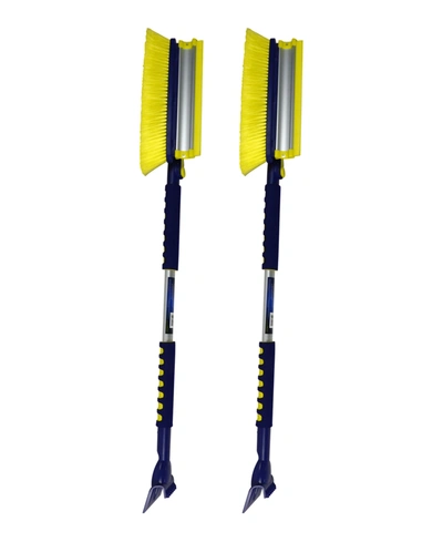 Michelin Ultra Duty Extendable Snow Brush With Xl Swivel Head, Set Of 2, 43"-63" In Blue/yellow/gray
