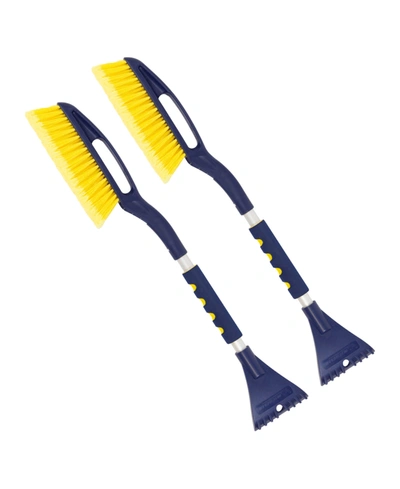 Michelin Heavy Duty Snow Brush With Ice Scraper, Set Of 2, 25" In Blue/yellow/gray