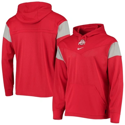 Nike Men's Ohio State Buckeyes Sideline Jersey Pullover Hoodie In Scarlet