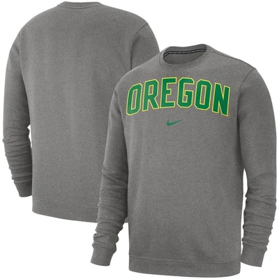 Nike Men's Oregon Ducks Club Fleece Sweatshirt In Heather Gray
