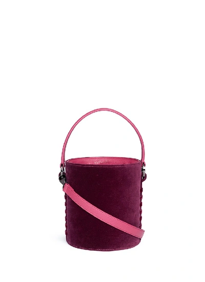 Meli Melo 'santina' Mini Velvet Drawstring Bucket Bag In Bordeaux/silver