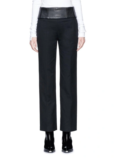 Helmut Lang Foldover Leather Corset Waist Suiting Pants