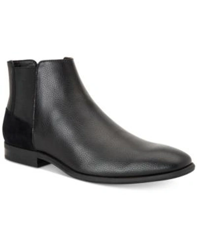 Calvin Klein Men's Larry Double Gore Leather Chelsea Boots Men's Shoes In Black