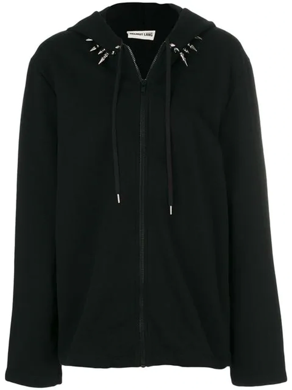 Helmut Lang Compact French Terry Studded-collar Hoodie In Black