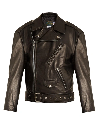 Vetements X Schott Perfecto Oversized Leather Jacket In Black