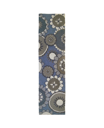 Liora Manne Ravella Florentine 2' X 8' Runner Outdoor Area Rug In Blue