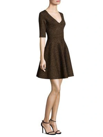 Milly Double-knit Flare Dress In Bronze