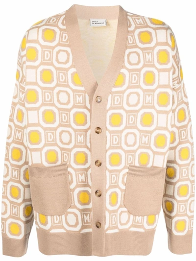 Drôle De Monsieur Geometric Button-down Cardigan In Beige