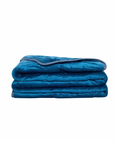 Pur And Calm Silvadur Antimicrobial Plush Mink Weighted Blanket, 15 Lb Bedding In Navy