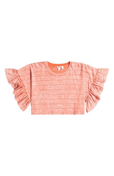 Roxy Juniors' Tell Me More Ruffle Sleeve Crop Top In Ginger Spice