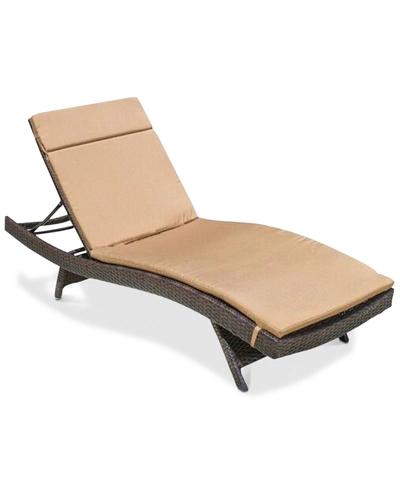 Noble House Outdoor Wicker Adjustable Chaise Lounge With Cushion In Brown