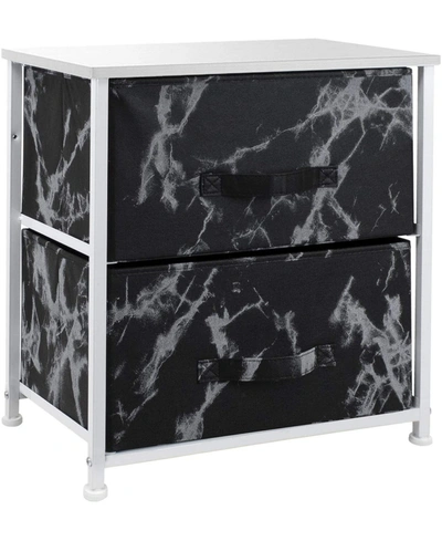 Sorbus 2-drawer Chest Dresser In White Frame/black Marble