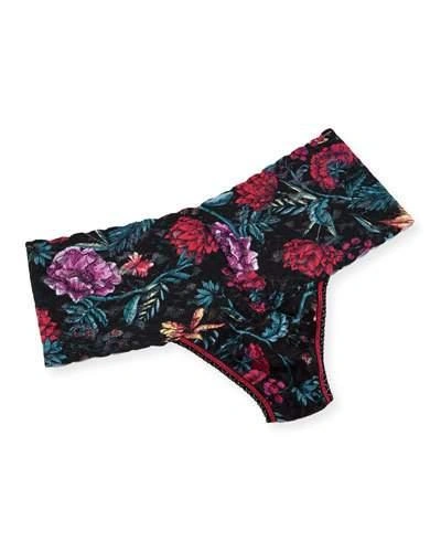 Hanky Panky Mood Blooms High-rise Retro Thong In Moody Blooms