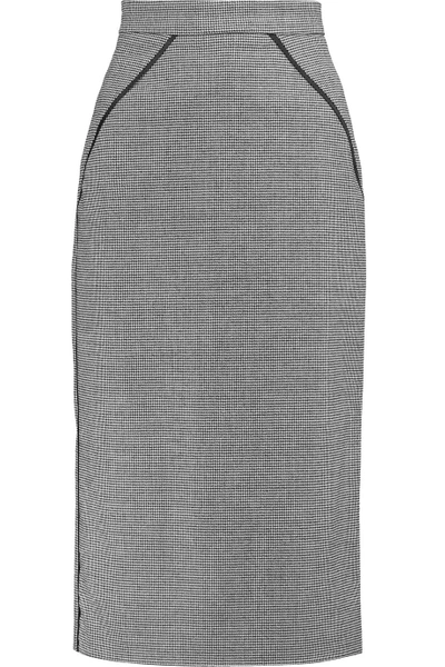 Vionnet Satin-trimmed Houndstooth Wool-blend Pencil Skirt