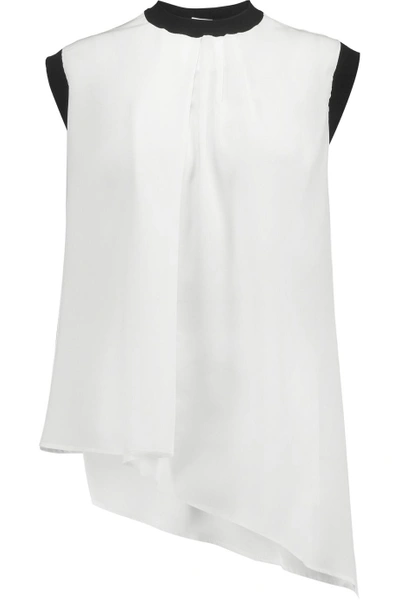 Vionnet Asymmetric Wool-paneled Silk Top