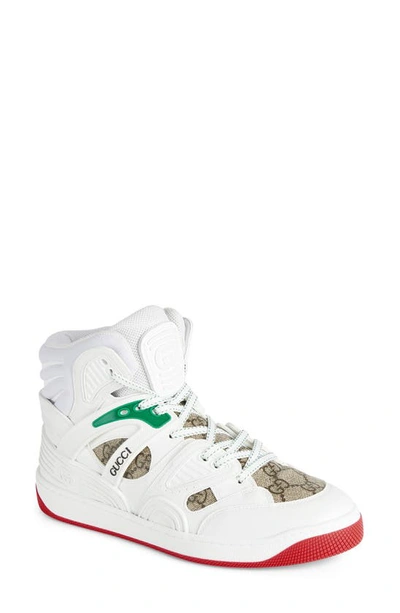 Gucci White Basket High Top Leather Sneakers