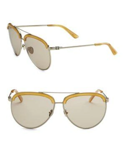 Calvin Klein 205 W39 Nyc Modern Aviator Sunglasses In Shiny Light Gold