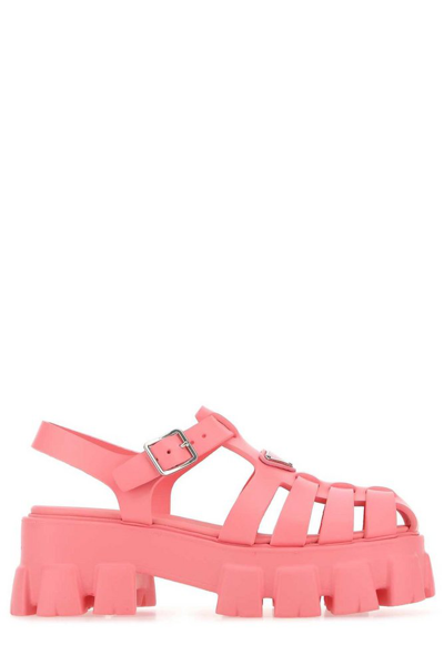 Prada Rubber Logo Chunky-sole Fisherman Sandals In Pink