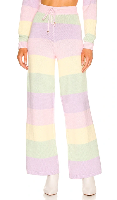 Olivia Rubin Isobel Striped Wide-leg Knitted Trousers In Multicoloured