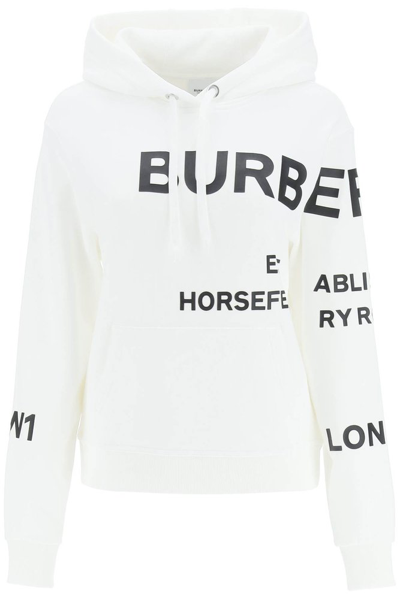 Burberry Poulter Printed Logo Hoodie In White