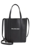 Balenciaga Extra Small Everyday Logo Leather Tote In Black/ White