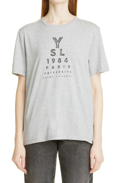 Saint Laurent Eye Exam Ysl 1984 Logo Graphic Tee In 1407 Gris