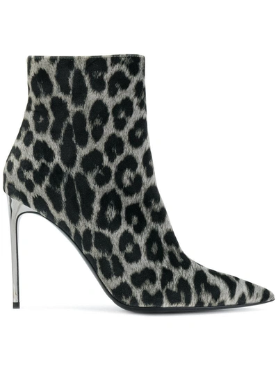 Stella Mccartney Leopard Pattern Stiletto Boots - Black