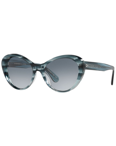 Oliver Peoples Zarene 55mm Butterfly Sunglasses In Soft Teal Gradient Mirror
