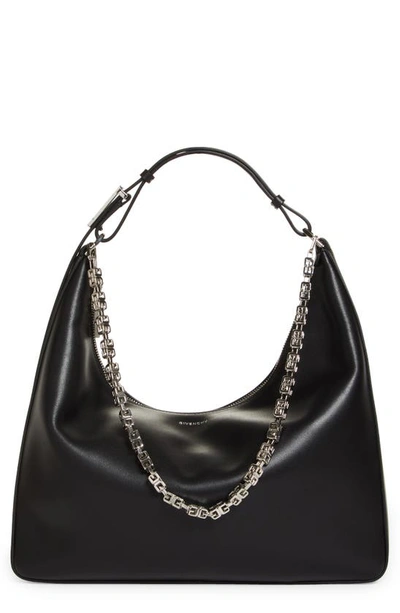 Givenchy Moon Cut-out Calfskin Medium Hobo Bag In 001 Black
