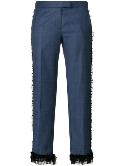 Marco De Vincenzo Frill Trim Cropped Trousers In Blue