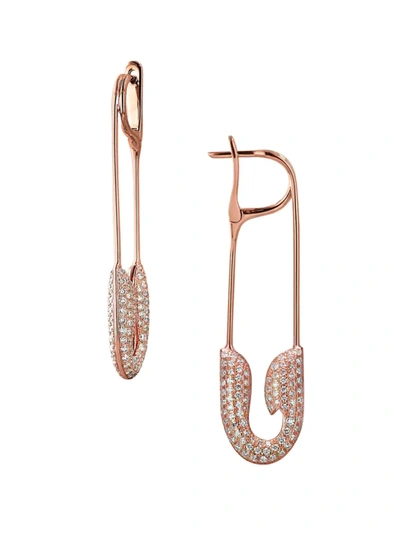 Jacob & Co. Women's Safety Pin 18k Rose Gold & Diamond Earrings