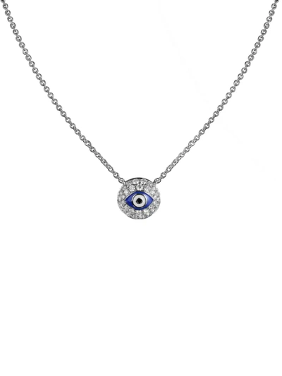 Jacob & Co. Women's 18k White Gold, Diamond & Blue Enamel Evil Eye Chain Necklace