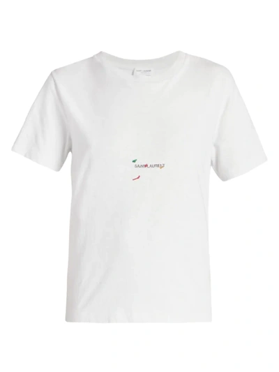 Saint Laurent Splatter Logo T-shirt In Grey