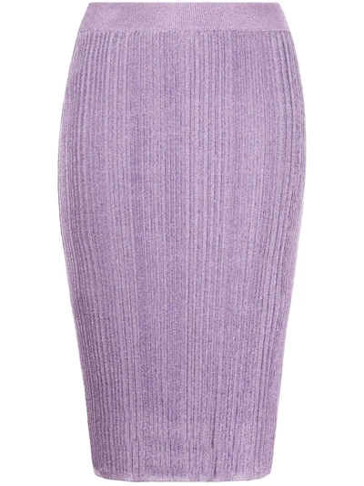 Dorothee Schumacher Sleek Shine Metallic Midi Skirt In Violett