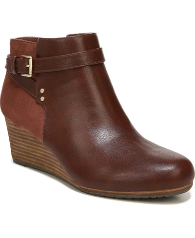 Dr. Scholl's Women's Double Booties Women's Shoes In Copper Brown Faux Leather/microsuede