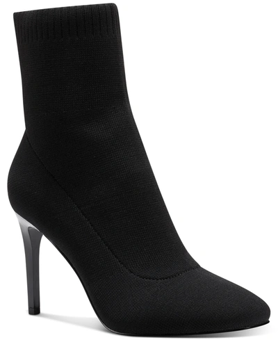 Inc International Concepts Vidalia Dress Booties, Created For Macy's Women's Shoes In Black Knit